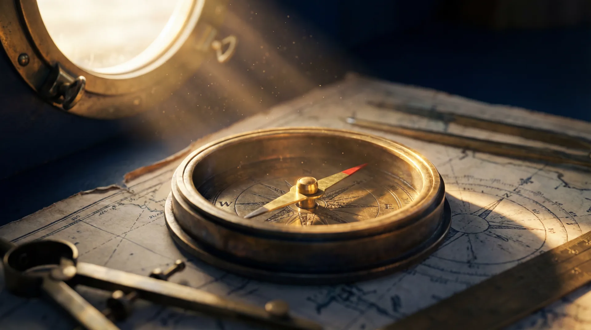 Kompass auf Seekarte — Navigation
