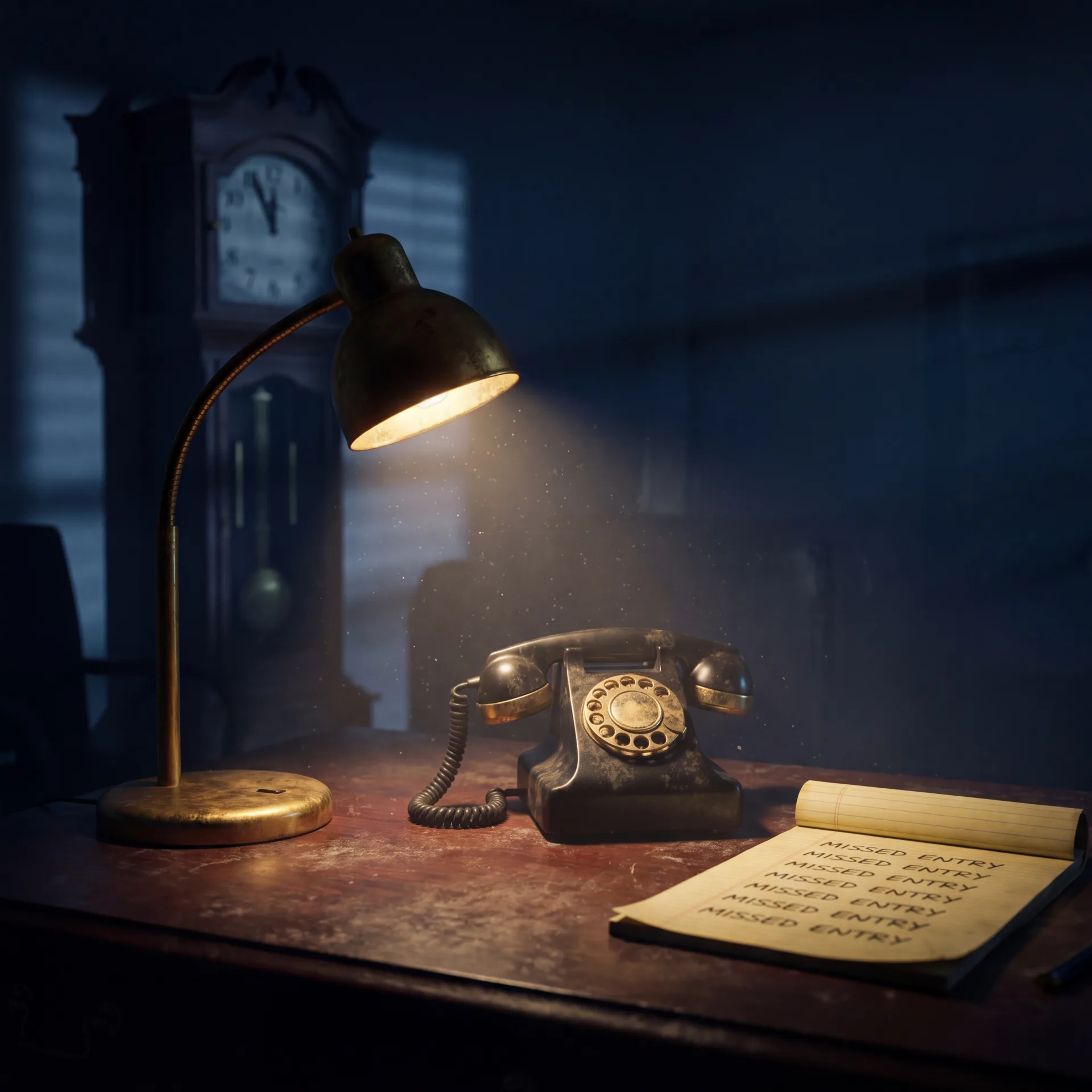 Verpasste Anrufe — altes Telefon bei Nacht